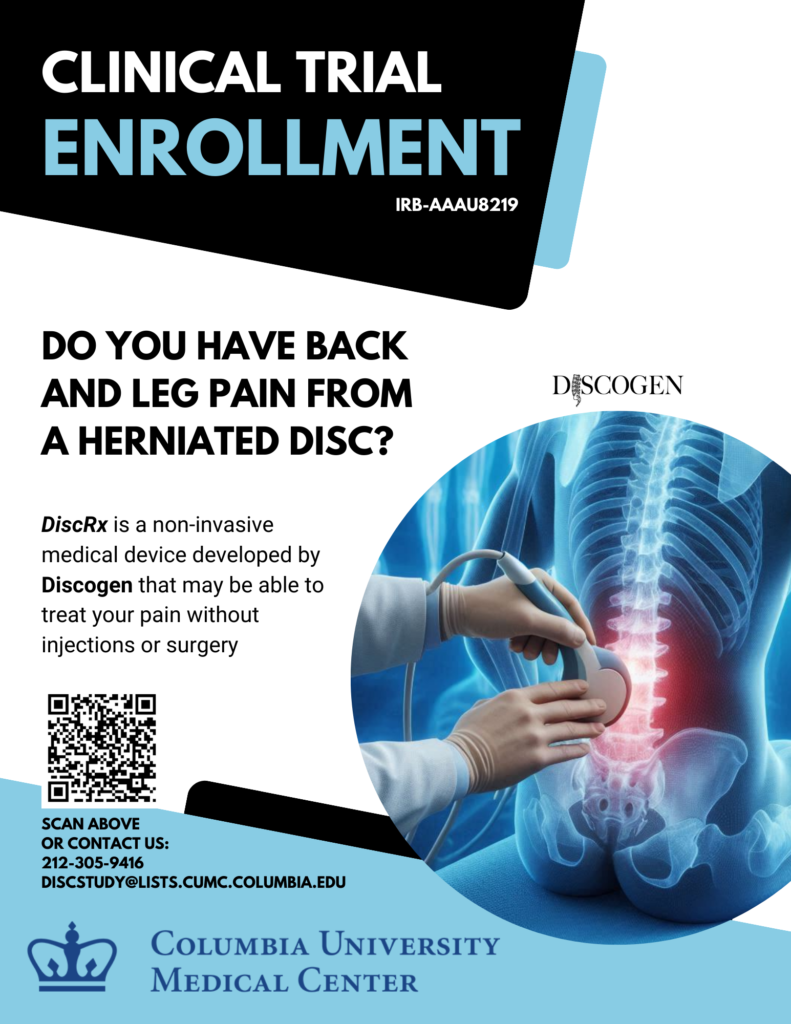 Flyer for Clinical Trial Enrollment at Columbia University Medical Center. 